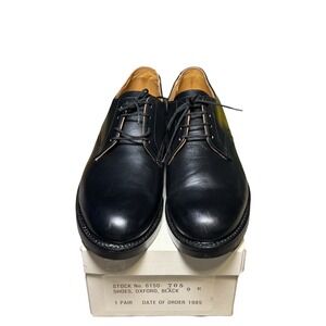 1985 Black Leather Military Oxford Shoes 9 E Biltrite Sole Steel Toe Canada Made